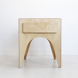 Bedside table with drawer / Arch modern design / Birch plywood / Digital and Crafts