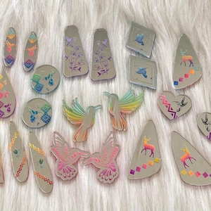 Hummingbird cabs, native cabochons, acrylic cabs, handmade centers for beading acrylic cabochons, mirror centers