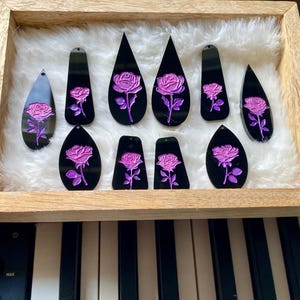 black Acrylic Cabochons, native American beading cab - indigenous earring centers