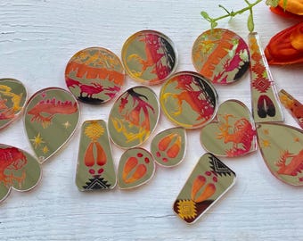 Acrylic mirror elk  Cabochons: Beading Supplies,