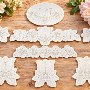 Felt Flower Beading Templates, Floral Applique Shapes, Regalia Beading Supplies, DIY Craft Components