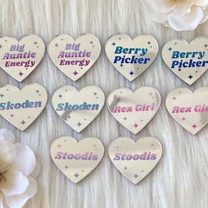 Handcrafted Acrylic Heart Cabochons: Worded Embellishments