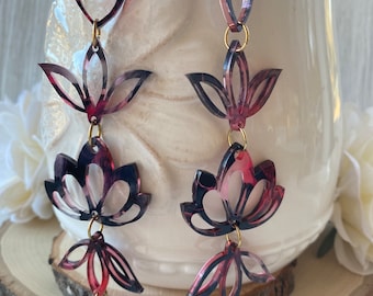 Floral Acryl Ohrringe, Pow Wow Stil