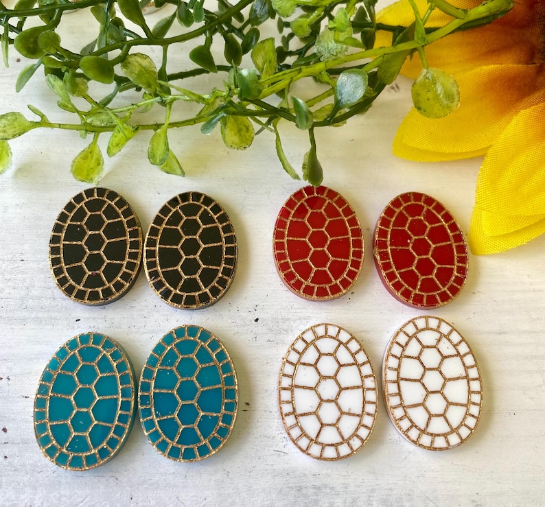 Indigenous earring components, Turtle Shell Earring blanks, Native Inspired Jewelry Making Supplies image 13