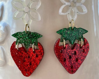 Pow wow earrings, native earrings, earring dangles, strawberry earrings