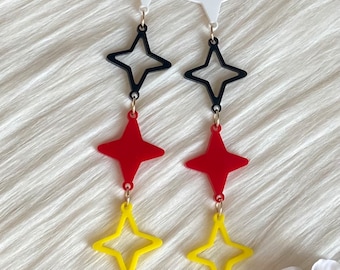 Star Dangle Earrings, Indigenous Inspired, Pow Wow Jewelry