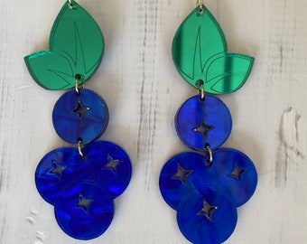 Blueberry earrings, long earrings, native earrings, Pow wow earrings, indigenous esrrings