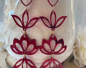 Long Acrylic Pow Wow Earrings: Tribal Style