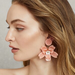 Statement Floral Clip-on Earring in Blush image 2