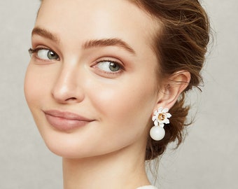 Floral Stud Drop Earring, Bridal Earring, Statement Earring, Grand Millennial