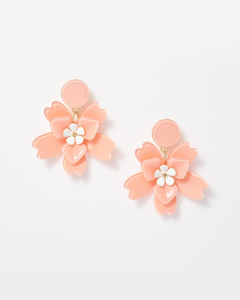 Statement Floral Clip-on Earring in Blush image 1