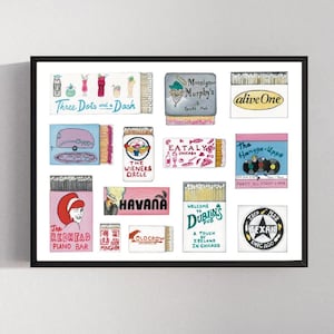Chicago Bars Digital Download, Chicago Matchbox Design, Chicago Local Wall Art, Chicago Bars & Restaurants Home Decor, Chicago Nightlife