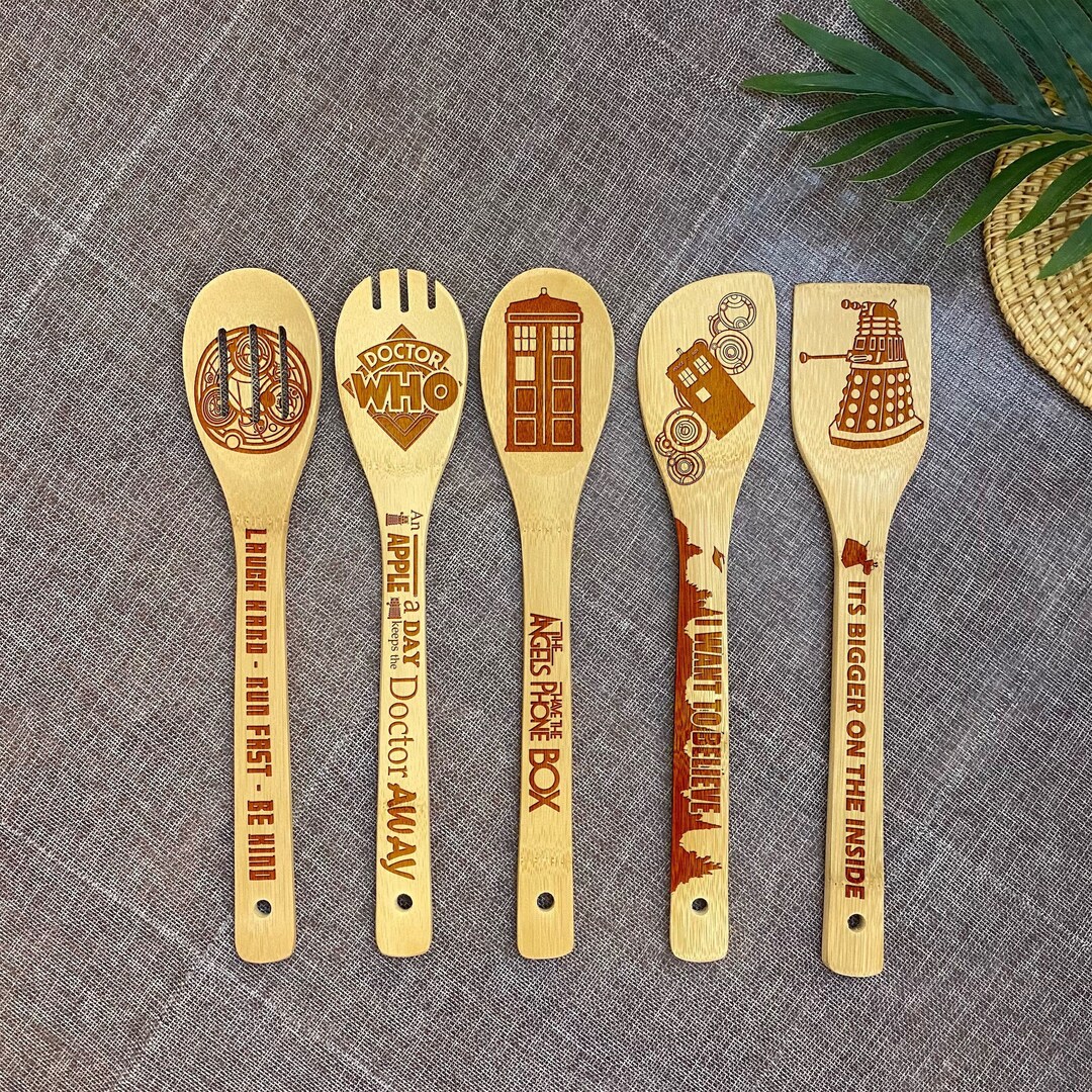 Dr Wh0 Wooden Spoon for Cooking Set 5pcs Dr Wh0 Engraved Etsy