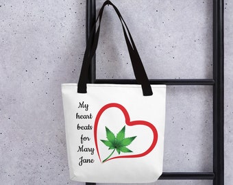 Beach Bag Tote- My Heart Beats for MaryJane by Baked Hippies Co.