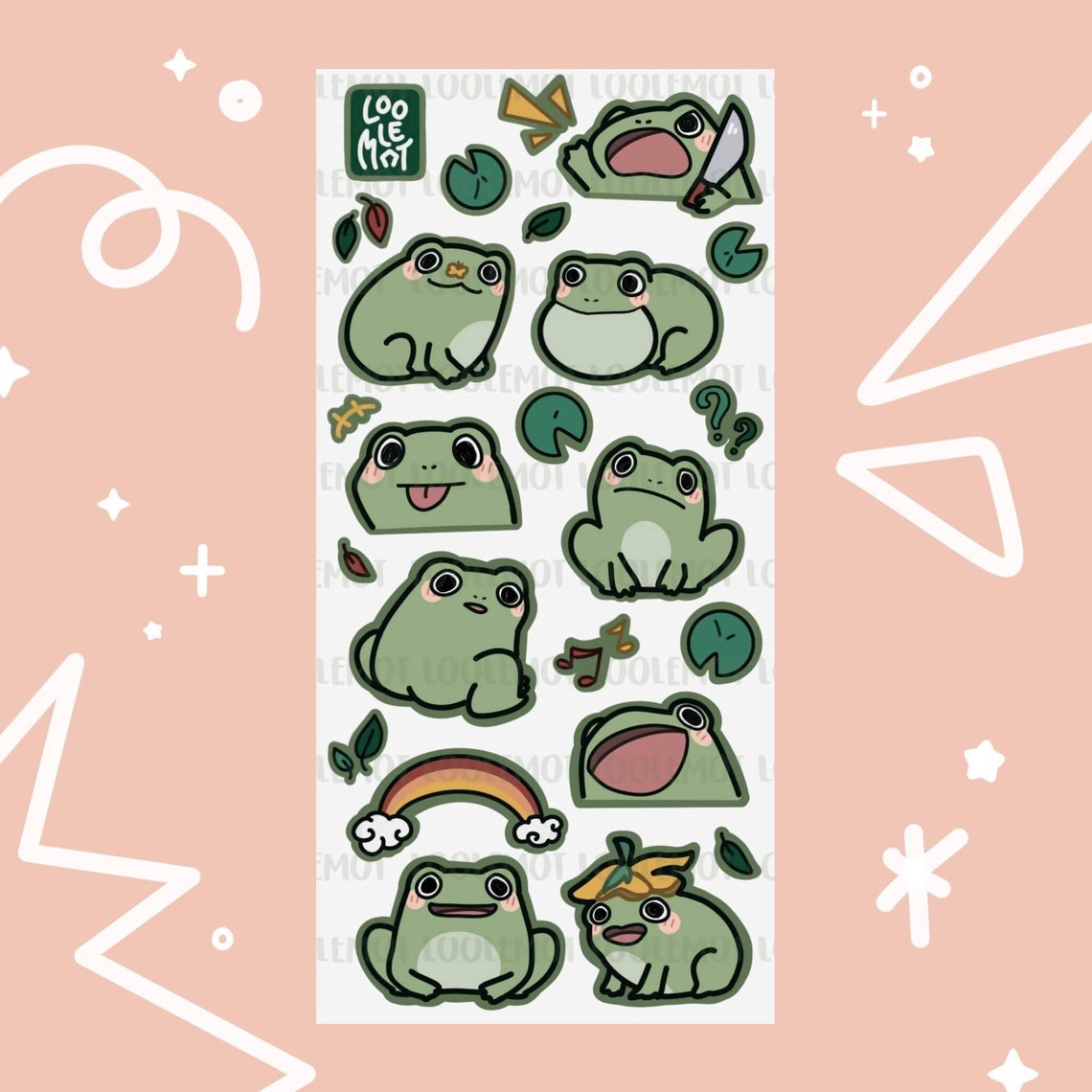 Cute Frogs Sticker Sheet | Planner Sticker Sheet Cute | Kawaii Sticker ...