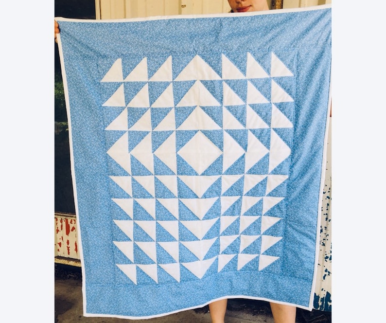 Blue /& White Baby Quilt Baby Boy Quilt Small Quilt