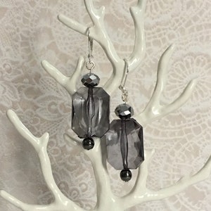 Gray Glass with Silver Lever Back earrings