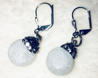 Quartz with Silver Plated Earrings