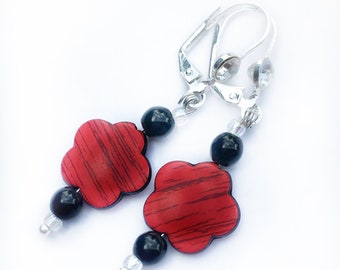 Red, Black, and Silver earrings are adorable, light weight, and fun to wear.