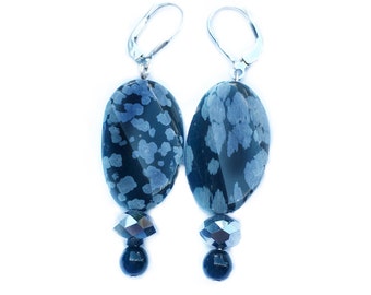 Snowflake Obsidian Earrings