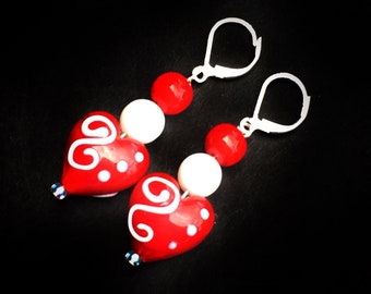 Red, Pink and White Heart Earrings Are The Perfect Gift to Tell That Special Someone You Love Them.