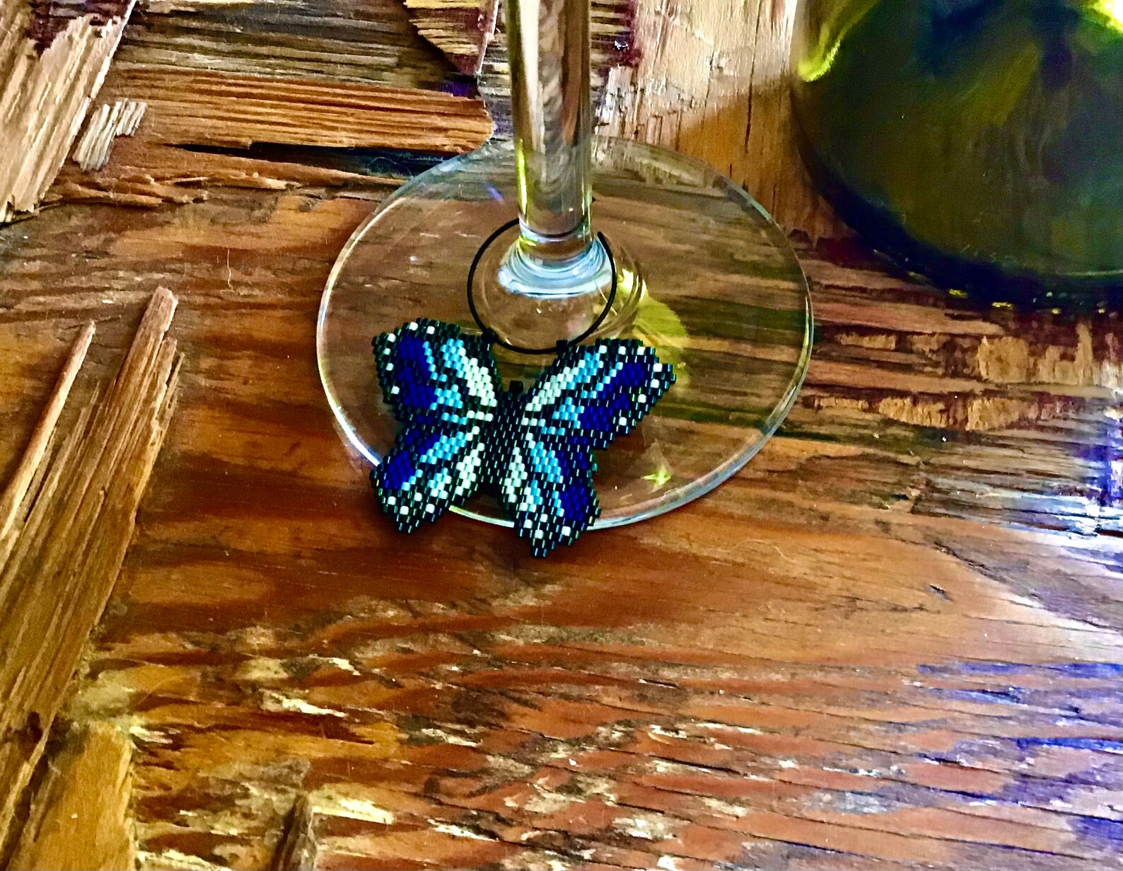 Hand Beaded Wine Charm Wine Glass Art Etsy