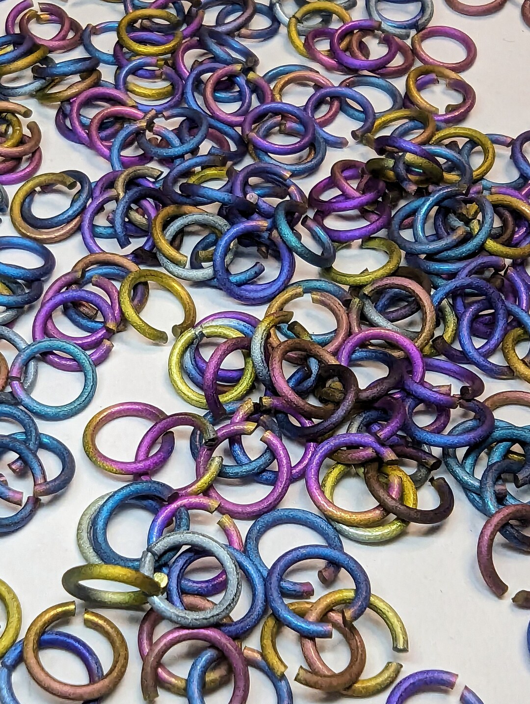 Rainbow Jump Rings, Surgical Grade Titanium, 18 Gauge Jewelry Findings