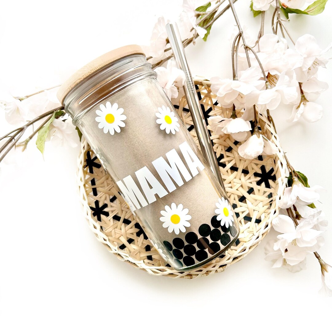 Mama Daisy Flower Boba Smoothie Iced Coffee Beer Can Glass Etsy