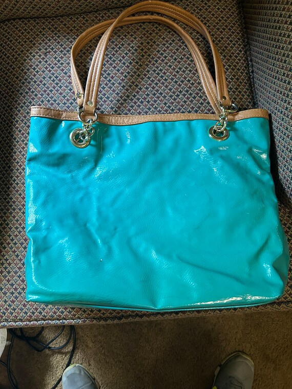 Marc Fisher turquoise PVC tote purse - image 2