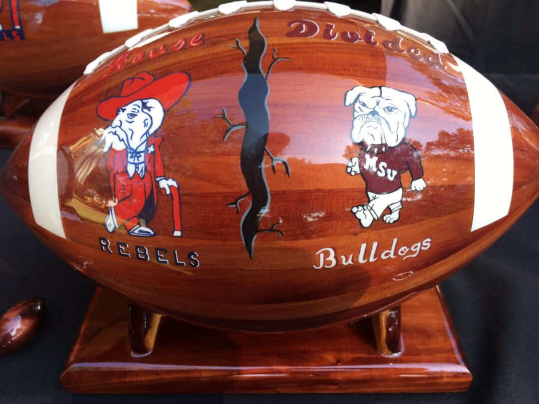 MS State Vs Ole Miss House Divided Wooden Football Mississippi Etsy