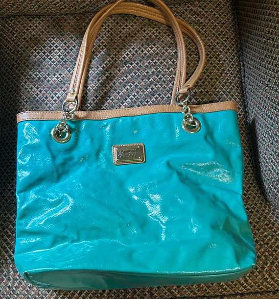 Marc Fisher turquoise PVC tote purse