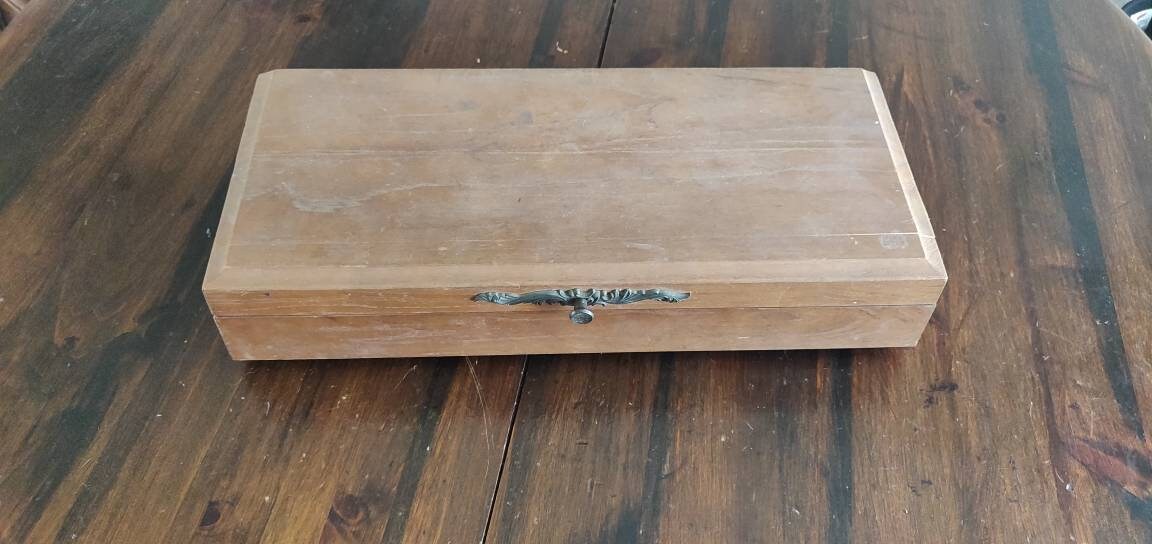 International Silver Flatware Storage Box Solid Wood Etsy