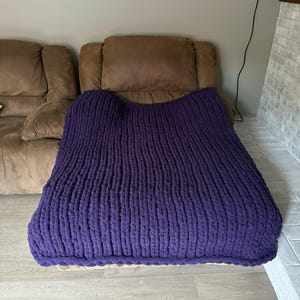 Handmade finger knit  Blanket,Purple Moonlight, Blanket, Home Decor, Free Shipping
