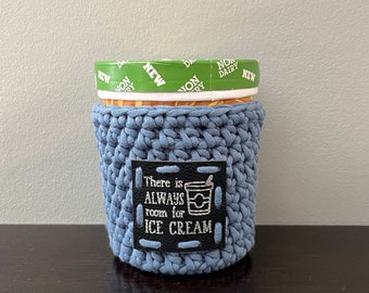 Ice cream cozy, pint cozy, ice cream holder, ice cream pint cozy, wine glass holder, mom to be