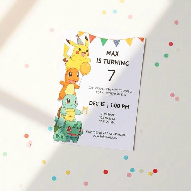 Pokemon Birthday Party Invitation