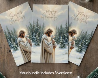 Jesus Holiday Card Bundle| Seasons Greetings| Merry Christmas| Digital Download