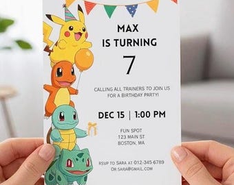 Pokemon Birthday Invitation | Editable Canva Template | 5x7 | Instant Download