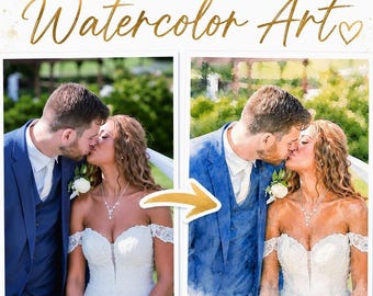 Custom Wedding Watercolor Portrait | Personalized Anniversary Gift | Digital Download