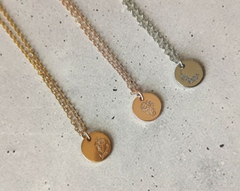 Personalisierter Schmuck I Kette gold silber rosegold I Gravurschmuck I Geburtsblume I Geschenke für Frauen I Geburtstagsgeschenk Schwester