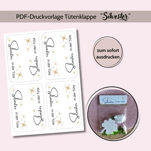 PDF Druckvorlage Tütenklappe "Silvester" A4 I PDF Digitale Datei I Druckvorlage Papier I Tütenverschluss Ausdrucken I DIY Zubehör Neujahr