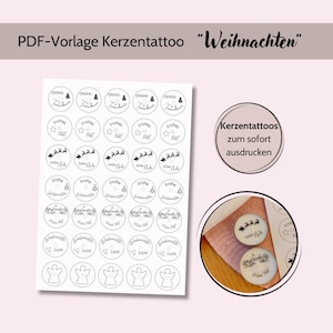 Tealight messages &quot;Christmas&quot; A4 I Candle tattoo tealight I PDF digital file I Print template waterslide film I DIY Christmas gift