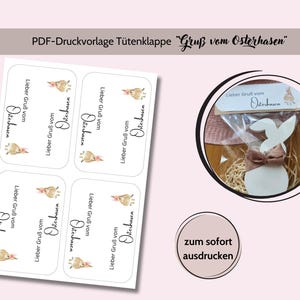 PDF Druckvorlage Tütenklappe "Ostern" A4 I PDF Digitale Datei I Druckvorlage Papier I Tütenverschluss Ausdrucken I Gruß Osterhasen I DIY