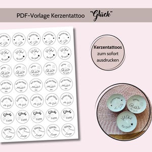 Tealight messages &quot;Happiness&quot; A4 I Candle tattoo tealight I PDF digital file I Print template waterslide film I DIY gift girlfriend