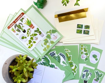 Houseplant Themed Penpal Kit Stationery Set