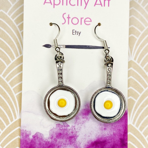 Egg Frying Pan Skillet Dangle Earrings