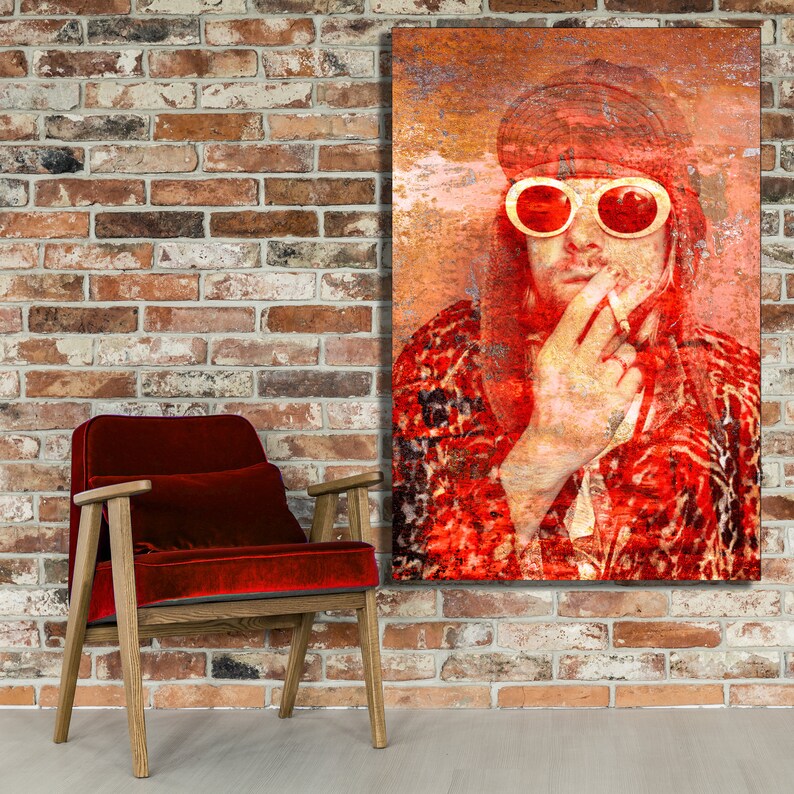 Kurt Cobain Nirvana Grunge Canvas Wall Art Framed Print Various Sizes