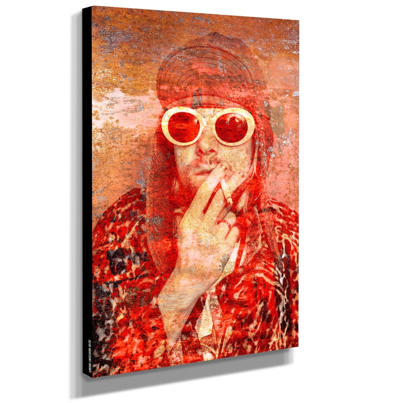 Kurt Cobain Nirvana Grunge Canvas Wall Art Framed Print Various Sizes