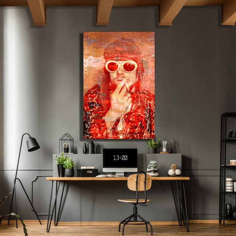 Kurt Cobain Nirvana Grunge Canvas Wall Art Framed Print Various Sizes