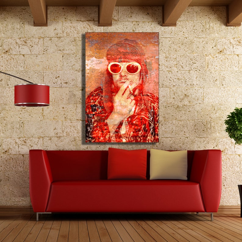 Kurt Cobain Nirvana Grunge Canvas Wall Art Framed Print Various Sizes