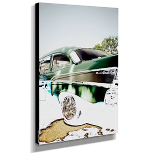 1957 Chevy Bel Air Car Canvas Wall Art Framed Print - Various Sizes